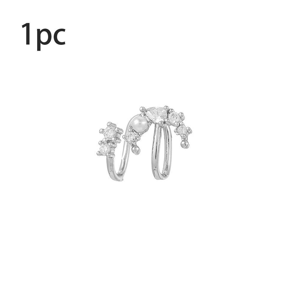 Design Stainless Steel Cubic Zirconia Star Moon Dangle Earrings Personality Chain Drop Earring Ear Clips Piercing Jewelry
