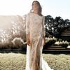 2026 Spring New European and American Women's Dress Crew Neck Long Sleeve Hollow Backless Lace Celebrity Banquet Wedding Dress