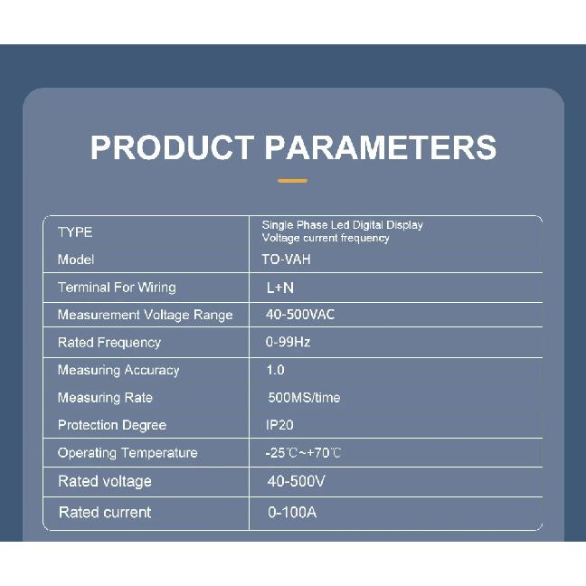 Din Rail 3in1 Single Phase Ampere Voltage Frequency Meter AC 0-99Hz 100A Voltmeter Indicator LED Digital Display 110V 230V TOMZN