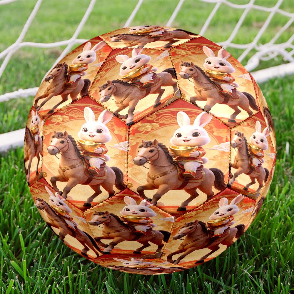 1pc Year Rabbit Celebration Size 5 Suitable for Training & Matches, Machine-Stitched, Wear-Resistant Anti-Slip Covering, Gift for Christmas, Birthday. Size 5