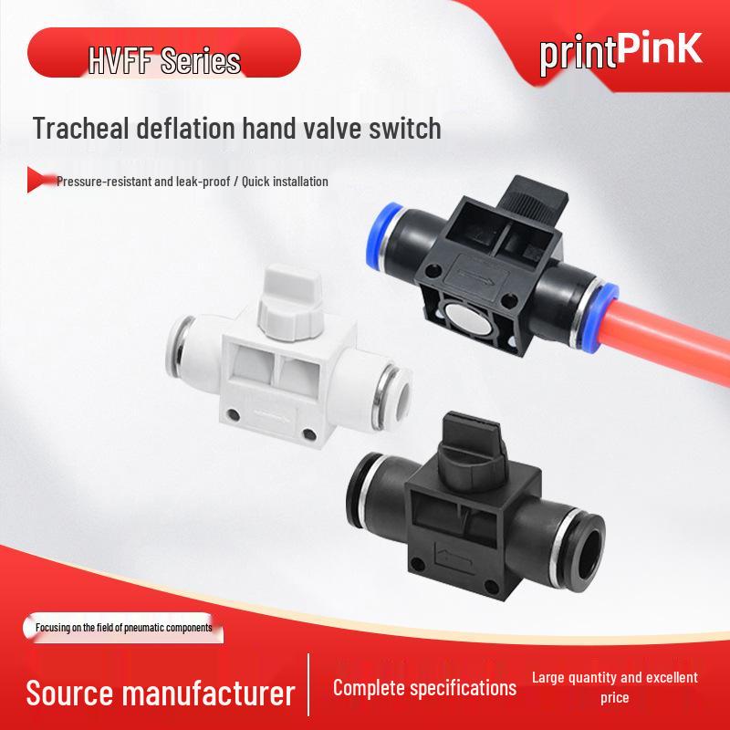 Pneumatic Air Hose Quick Connector with Bleed Valve Switch (HVFF-4/6/8/10/12mm) - White