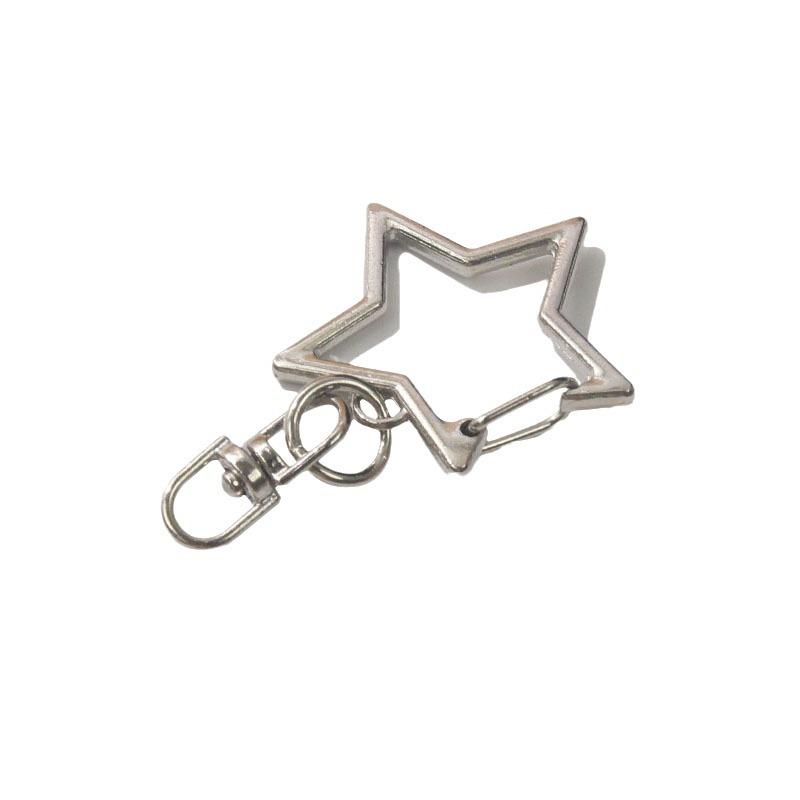 DIY Five-Pointed Star Metal Keychain Pendant with Creative Irregular Alloy Spring Buckle