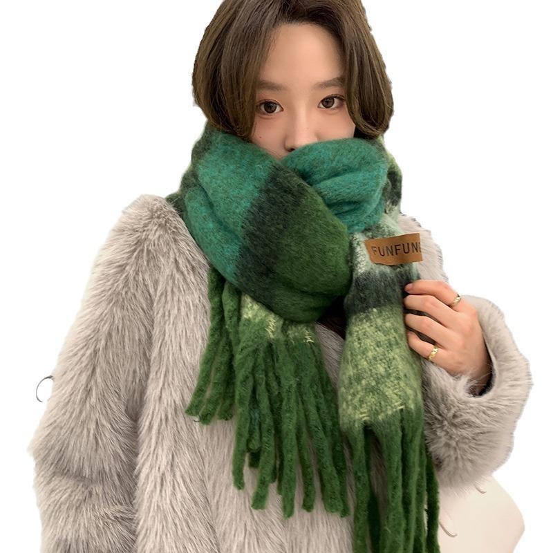 High-end scarf women's winter new versatile thickened plush warm scarf autumn