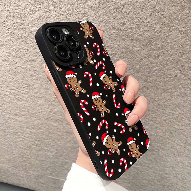 Christmas Gingerbread Man & Candy Cane Pattern Phone Case For iPhone 17 16 11 13 12 14 15 Pro Max XS X XR 7 8 Plus 16E Air Cover