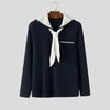 INCERUN Men Sailor Collar Long Sleeve Stitching Autumn Rib Knitted Pullovers Tops
