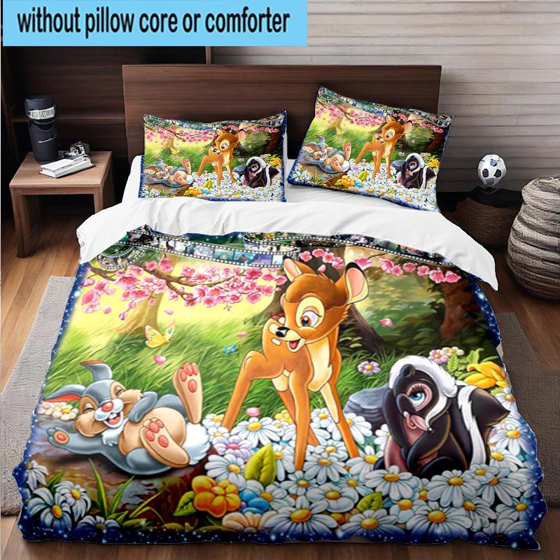 3PCS Classic cartoon Bam Deer 3pcs Bedding,Including 3PCS Duvet Cover And 2pcs Pillowcases Perfect for Christmas,Ideal for Bedroom, Dormitory