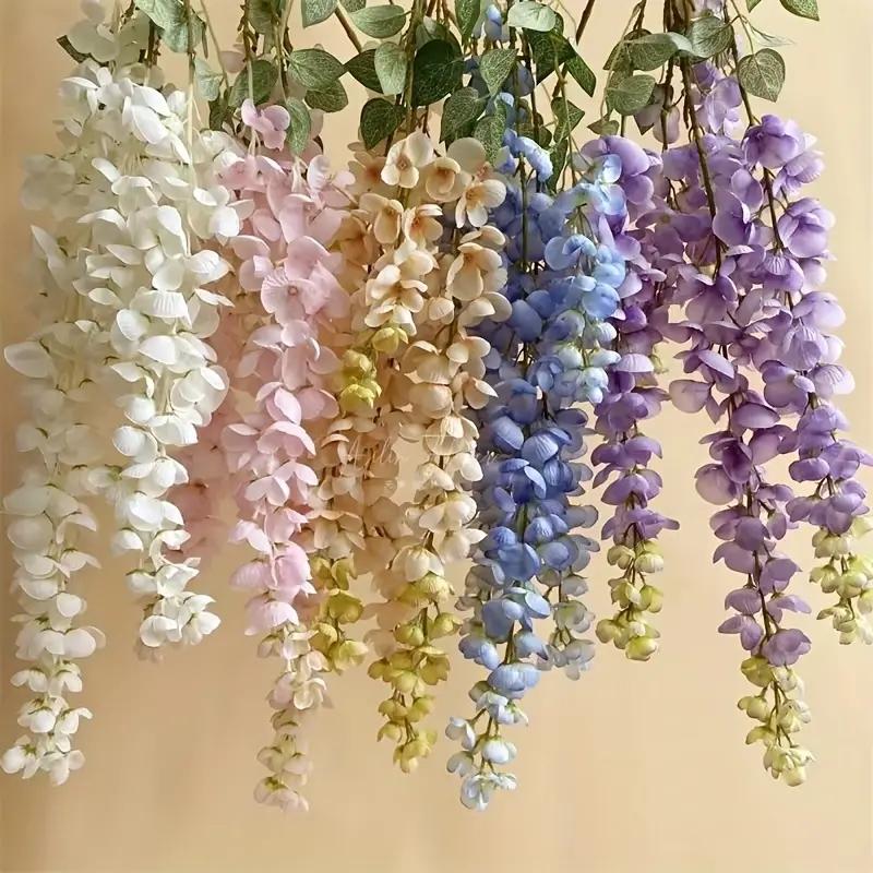 1pc Artificial Ceiling Wisteria Flower, WeddingHall Decoration Flower, Wisteria Flower, Ceiling Or Garden Artificial Flower