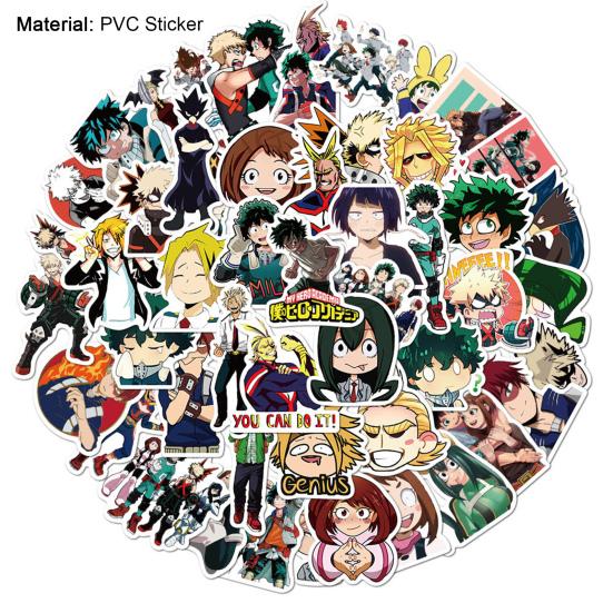 50Pcs Decals Anime My Hero Academia Printing Luggage Decoration Waterproof Cartoon Removable DIY Stickers for Laptop