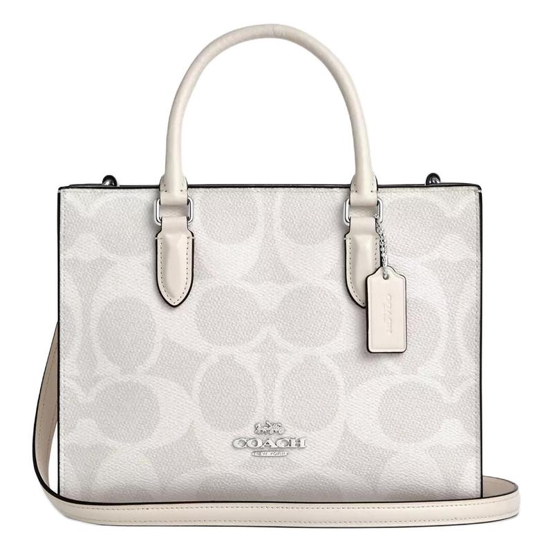 

COACH handbag Maggie 25 brand micro-label detachable shoulder strap, artificial leather, Tote bag, shopping bag, shoulder crossbody handbag, medium білий