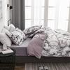 3Pcs Set Polyester Marbled Quilt Cover Pillowcase Bedding Set EU Double Size (White)