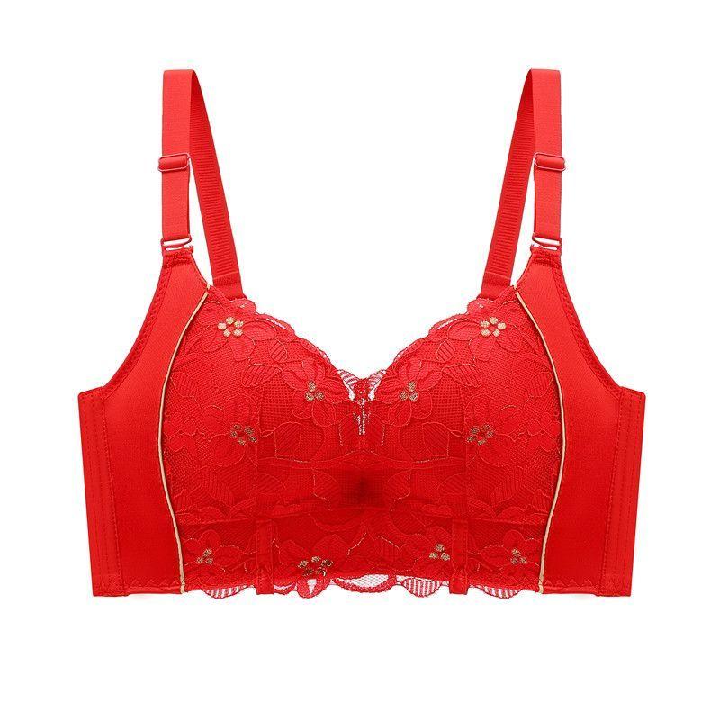Sexy Lace Women's Bra Underwear Women's No Underwire Gathering Bra Anti-sagging Upper Collection Side Breast