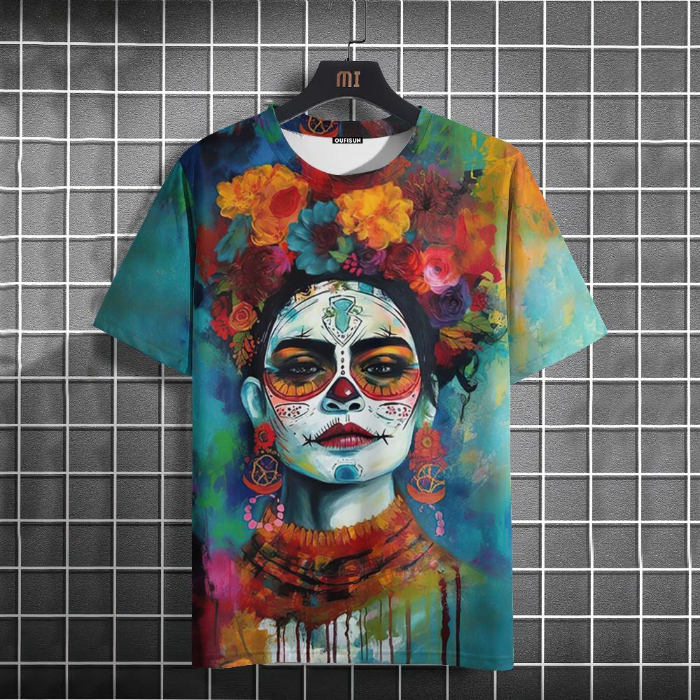 Mexican Skull Day Of The Dead Graphic T Shirt For Unisex WoUnisexs Graffiti Clothing Horror Goth T-shirts Fashion Streetwear Tops Tees
