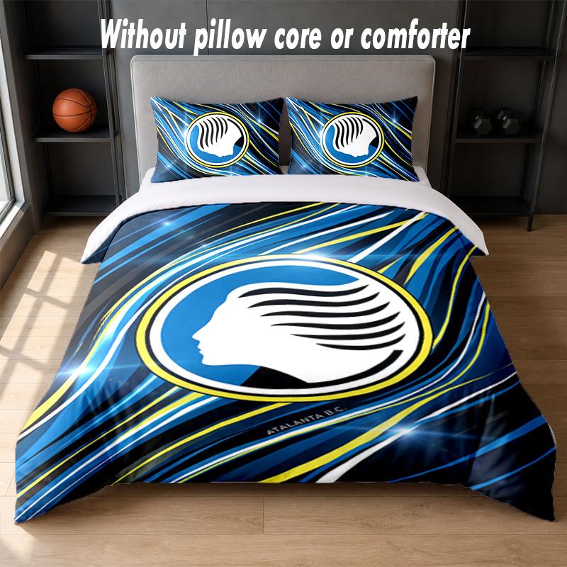 Set Biancheria da Letto Design Atalanta FC 1 Copripiumino + 2 Federe Morbido Traspirante Biancheria da Letto per la Casa