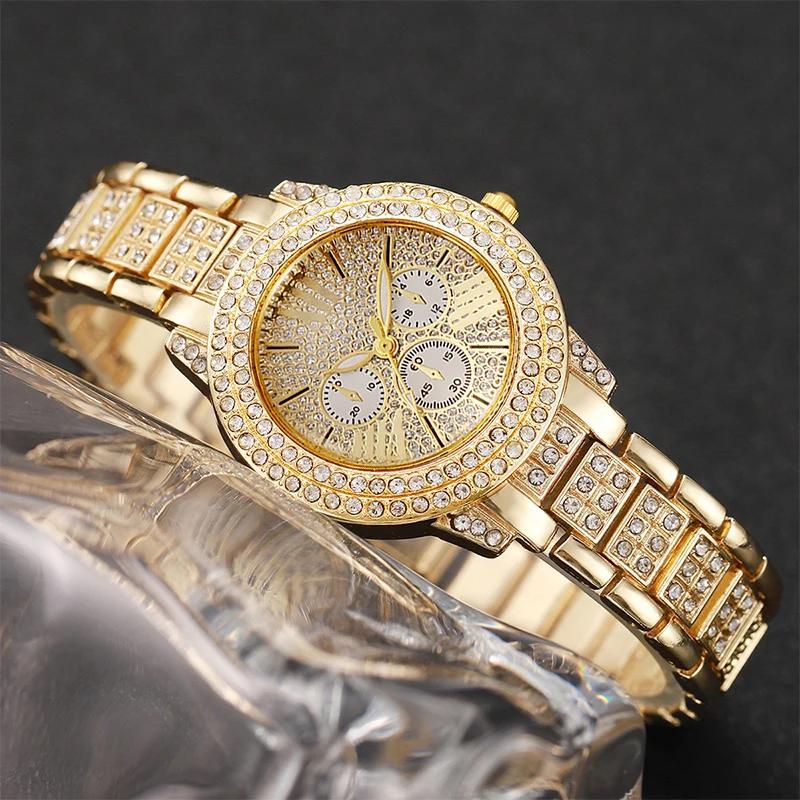 6PCS/set Women Watch Luxury Elegant Alloy Watch Crystal Wristwatch For Ladies Gift Quartz Watch Alloy Rhinestone Bracelet Montre