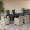 Vidaxl 7-Cz. Tuinmeubelset met Kussens, Grijs, Pe Rotan