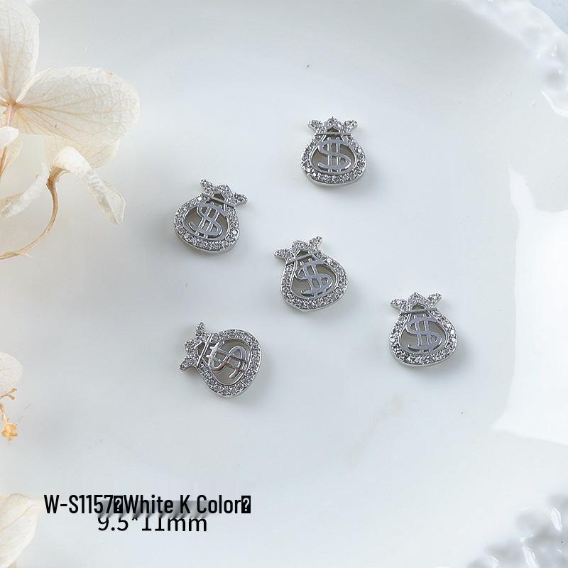 Nový rok nail art: Luxusní přívěsek Fortune Bag ze zirkonu a zlatem vykládané nositelné doplňky na nehty s kamínky