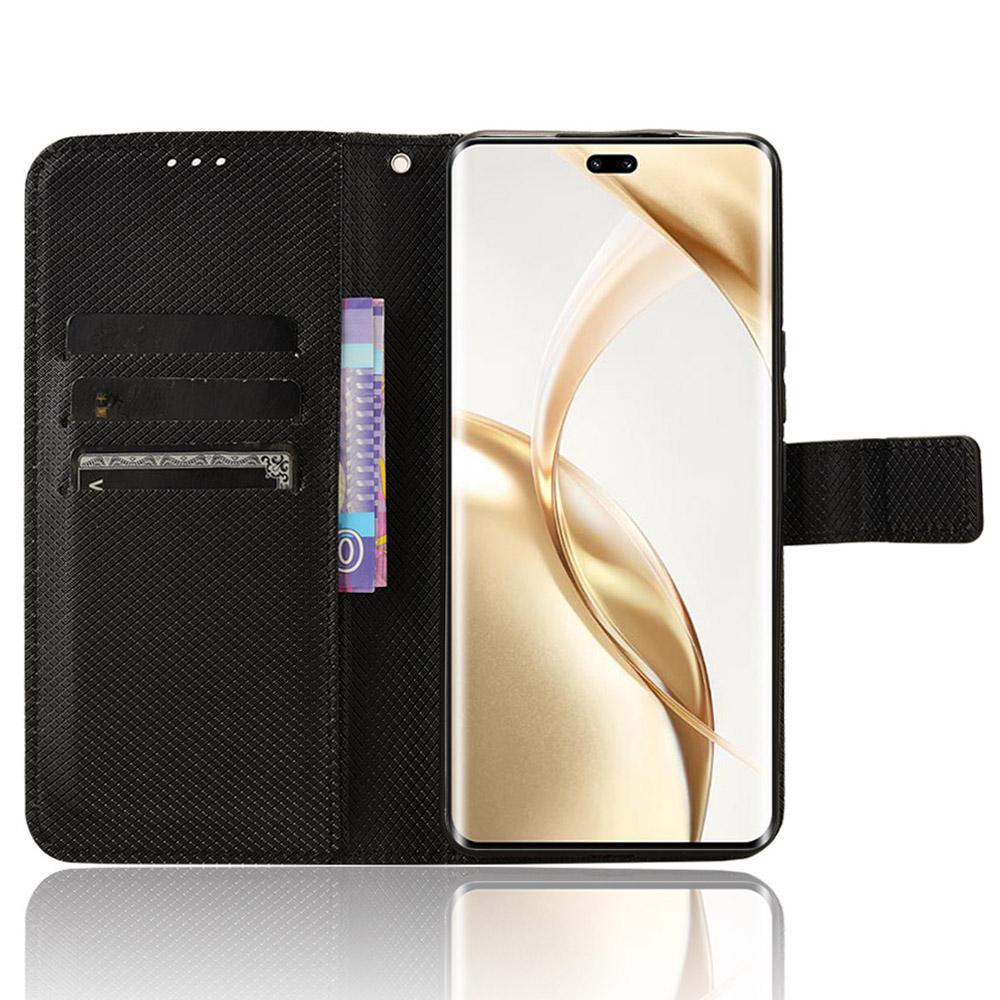 

For Honor 200 Pro 5G Case Flip Wallet Diamond Texture PU Leather Phone Cover White