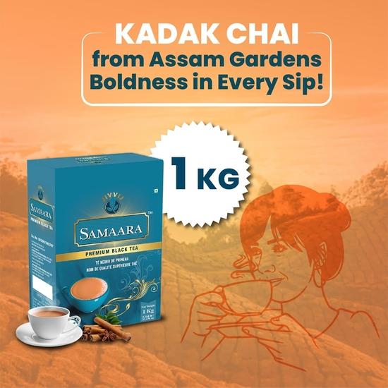 Samaara Tea 1kg | CTC Assam Premium Black Leaf Tea | Chai Patti Powder | Box 1 kg