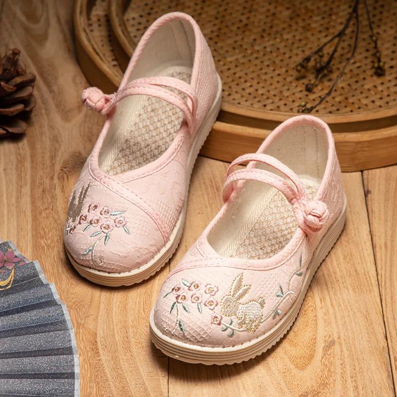 

Children s Cloth Shoes Comfortable Kids Hanfu Flat Shoes Fashion Handmade Embroidery Girls Princess Shoes for Dance Performance 26