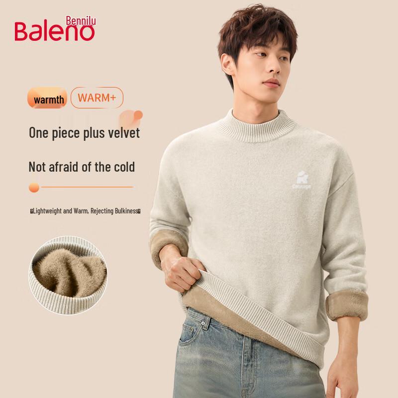 Baleno Men's Winter Fleece-Lined Semi-High Collar Knit Sweater