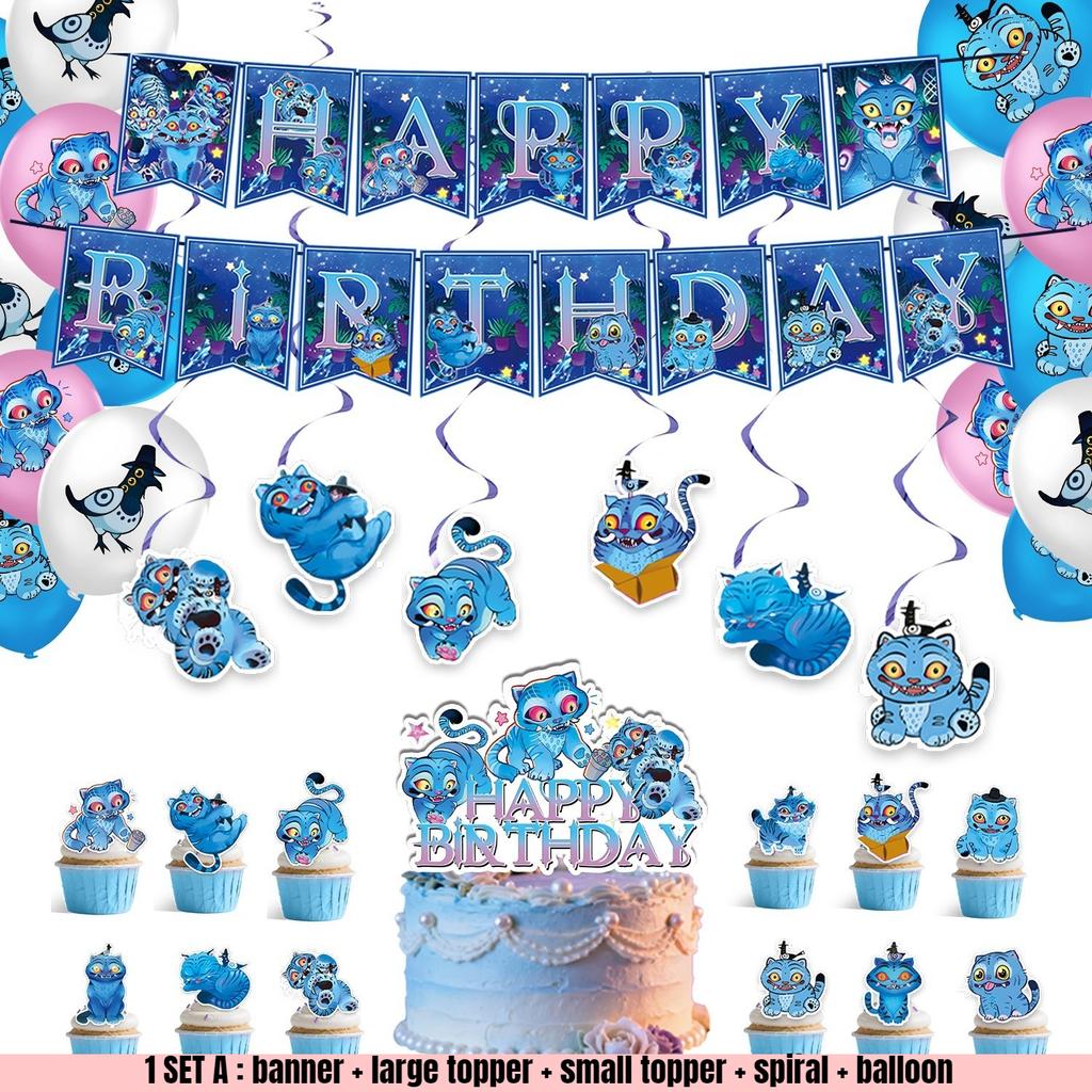 K-pop Demon Hunters Derpy Tiger Celebration Disposable Tableware Blue Collection Present Tablecloth Banner Xmas Birth Date Celebration Supplies