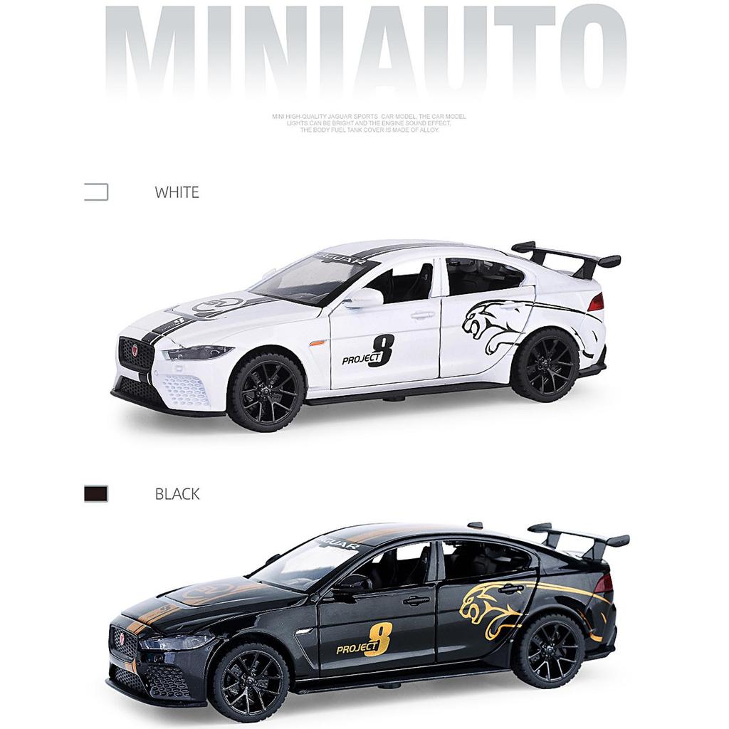 Maßstab 1:32 Jaguar Sport-Druckgussauto-Modellspielzeug, zurückziehbares Spielzeugfahrzeug mit Ton und Licht für Kinder, Kleinkinder, Jungen und Mädchen, Geschenkkollektion