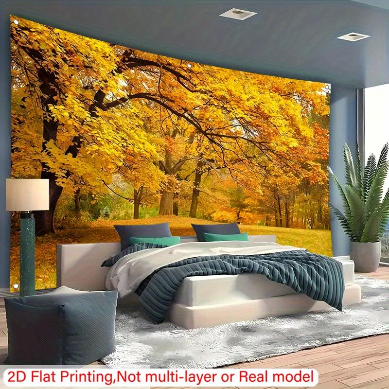 2D Flat Design 1 Piece Autumn Maple Tree. Background Fabric for Living Room and Bedroom. Decorative for the Garden.