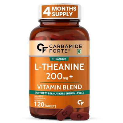 Carbamide Forte L Theanin 200mg mit Vitamin B-Komplex 120 Veg-Tabletten für Fokus Energie Stimmung Entspannung