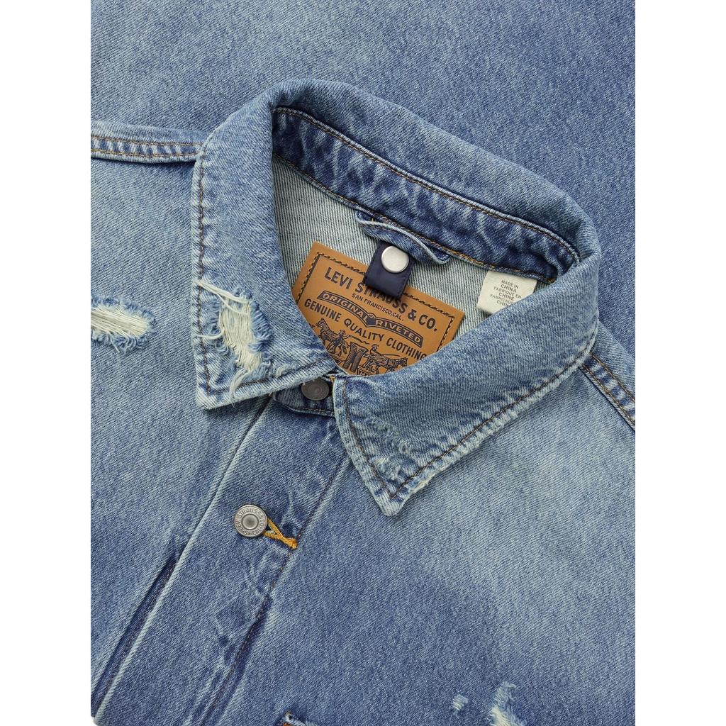 Levis Ripped Casual Comfortable Loose Denim Jacket Men Jackets Denim-Blue 0017L-0000
