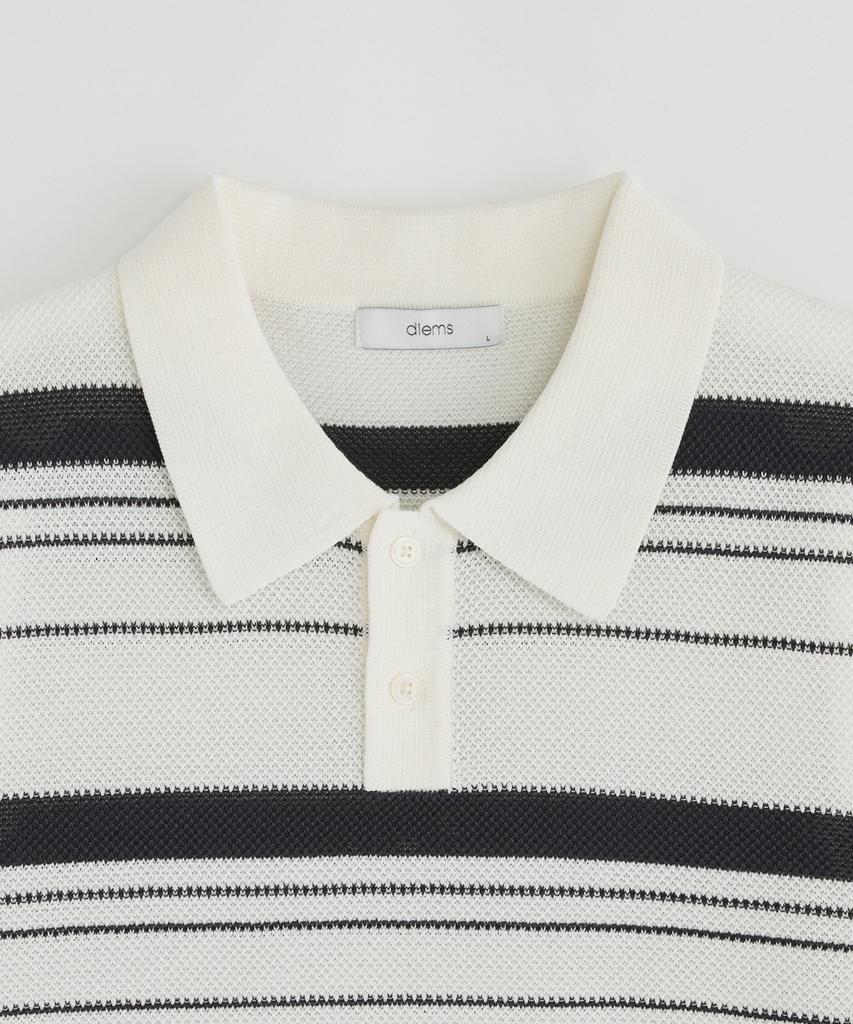 STCO Diems Ice Touch Striped Short Sleeve Knit_White (Classic Fit)_Dktxb15Ctw