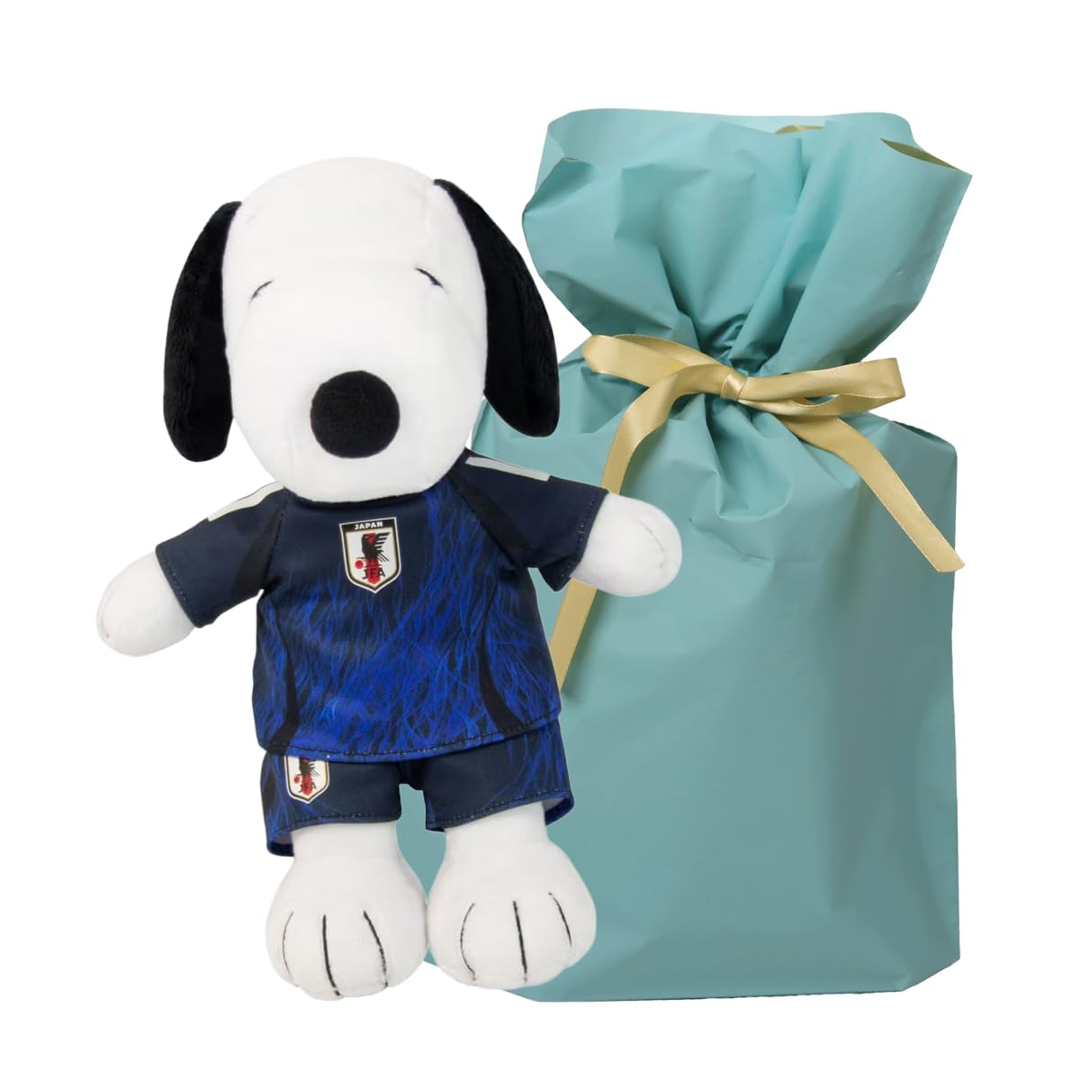 Yoshitoku Snoopy Plush Toy Officially Licensed Product of the Japan National Soccer Team Comes in a gift bag Blue Color (27cm tall) - (SAMURAI BLUE) -