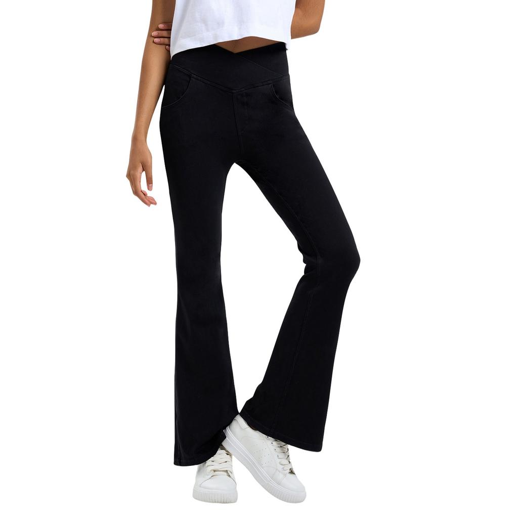 Women's Faux Denim Sports Yoga Pants High Waisted Tummy Tucking Hip Lifting Outfit Fitness Casual Pants