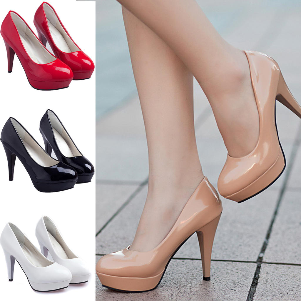 Buy Fashion Womens Platform Pumps Round Toe Stiletto High Heel Office Shoes at affordable prices