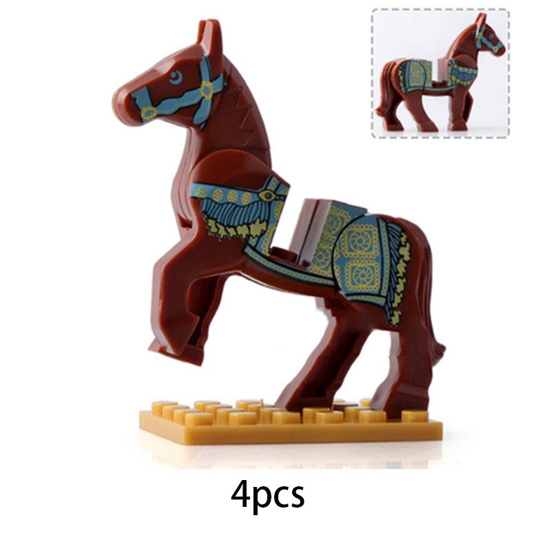 MOC Medieval Military Series Castle Roman Knight Horse Saddle Soldiers War Horses Building Block Accessories Kids Education