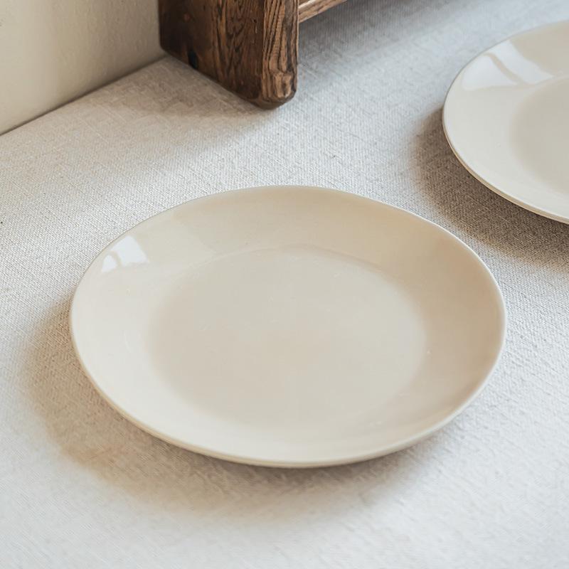 Simple And Practical Ceramic Large Plate Tableware Solid Color Round Household Dish Plate High-End Japanese Restaurant Steak Pasta Plate