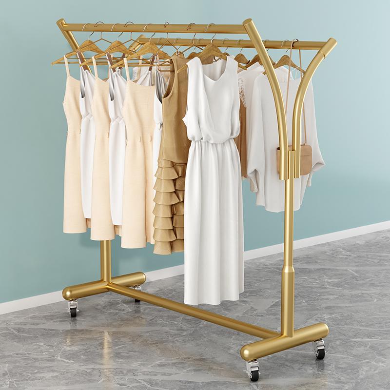 Floor-Standing Double-Row Clothing Rack for Men's, Women's, and Children's Apparel