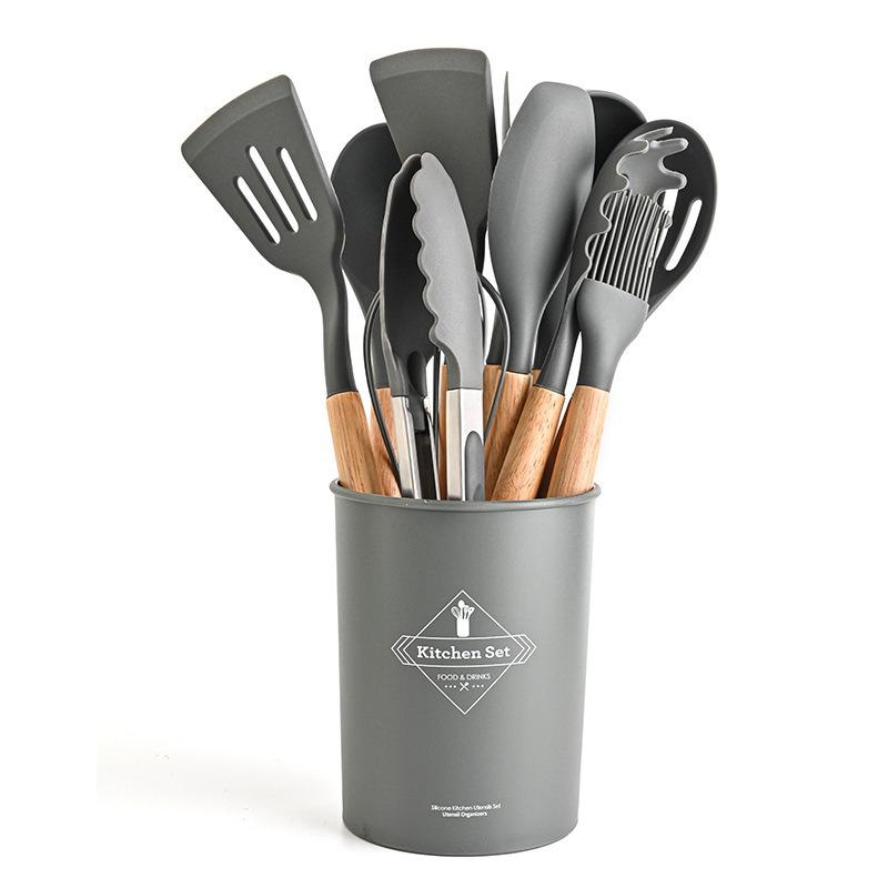 12-Piece Lightweight Silicone Kitchenware Set: Spatula, Whisk & More. Multiple Colors. Safe for Non-Stick Pans.