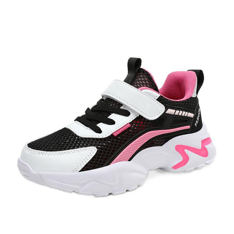 Girls' shoes 2025 spring, summer and autumn new boys' breathable mesh leather casual running shoes children's trend sports shoes