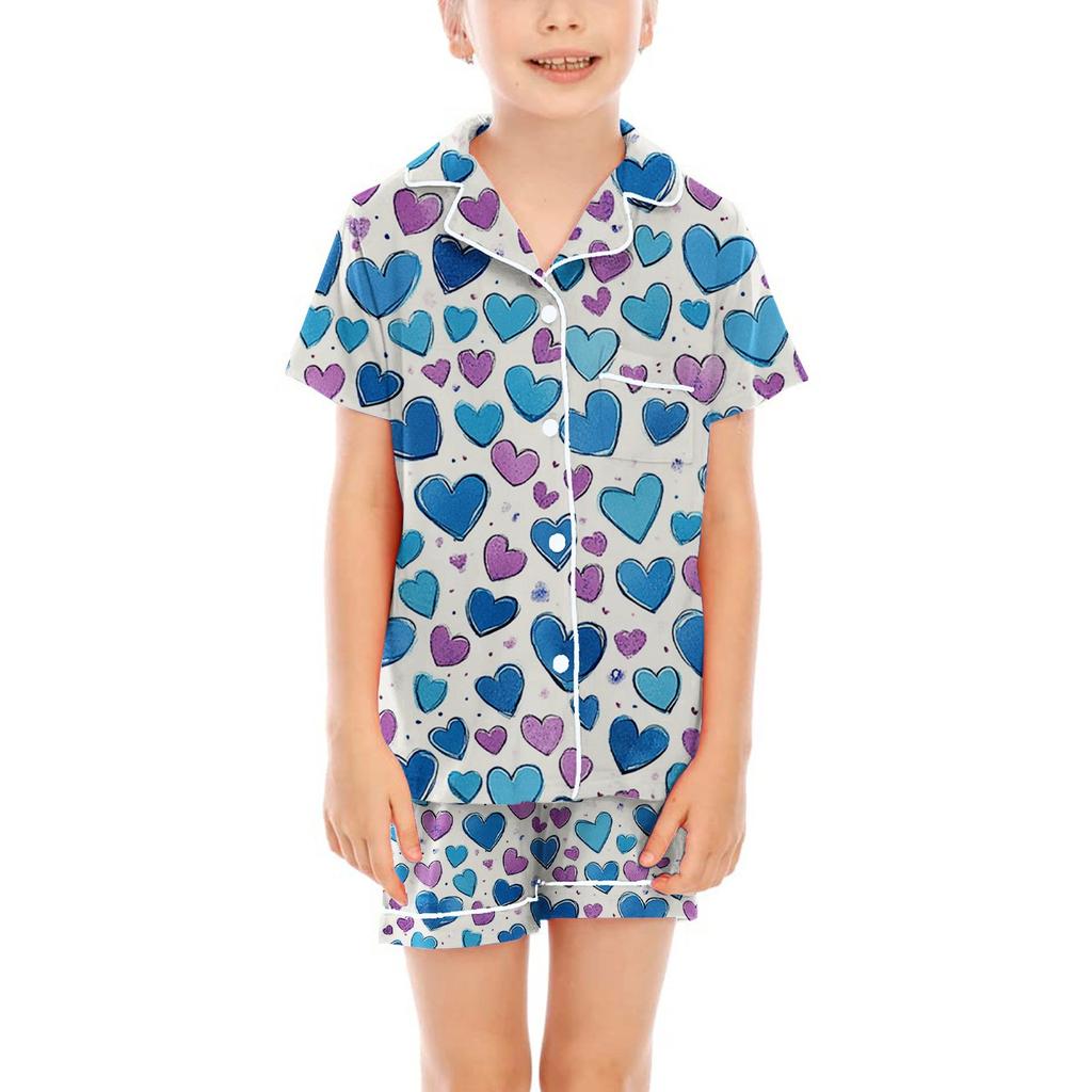 Dětské pyžamo Módní dvoudílná sada košile a šortek Měkká sváteční ležérní oděvní sada