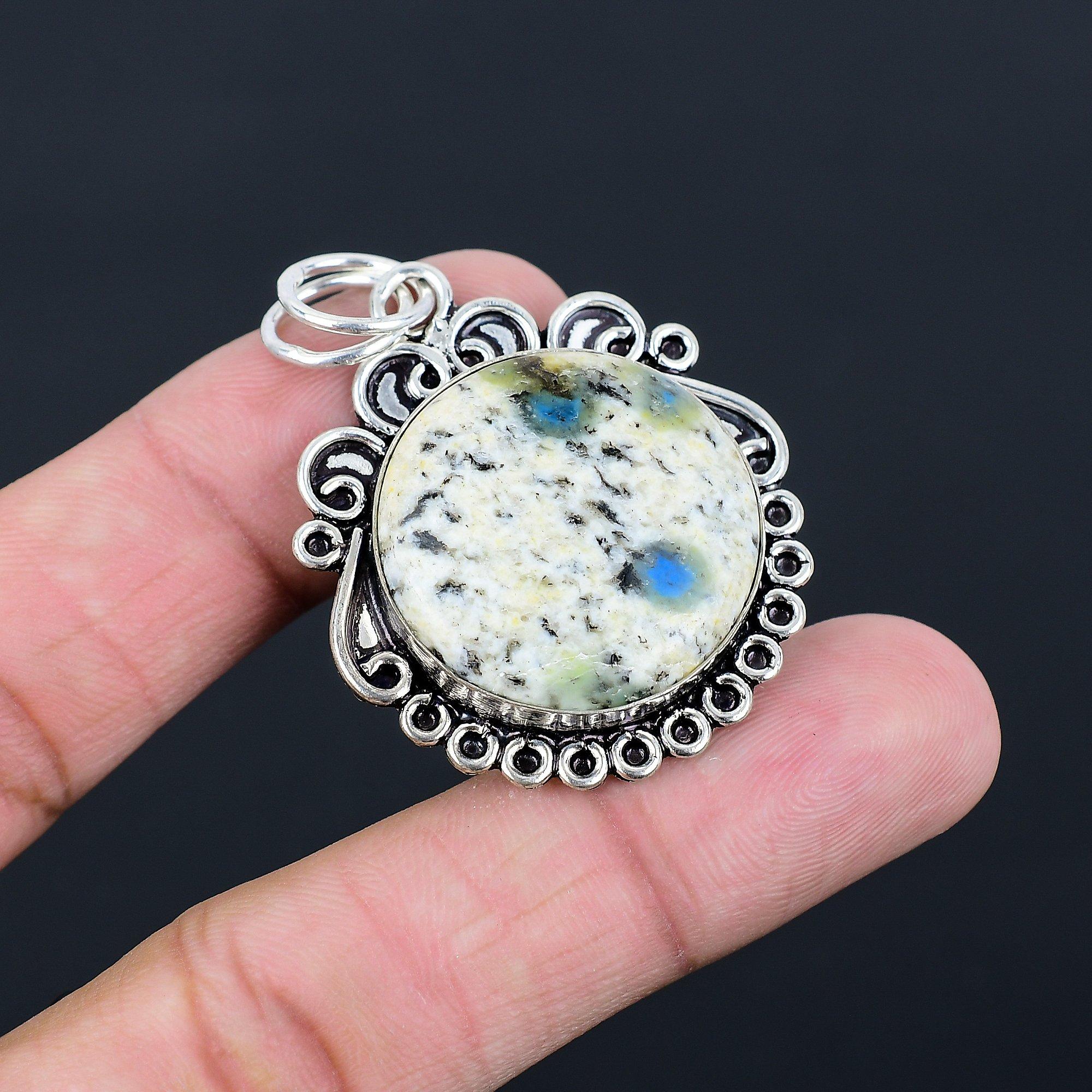 Подарок на день рождения для нее Натуральный кулон из камня К2 Яшма Стерлинговое серебро 925 пробы