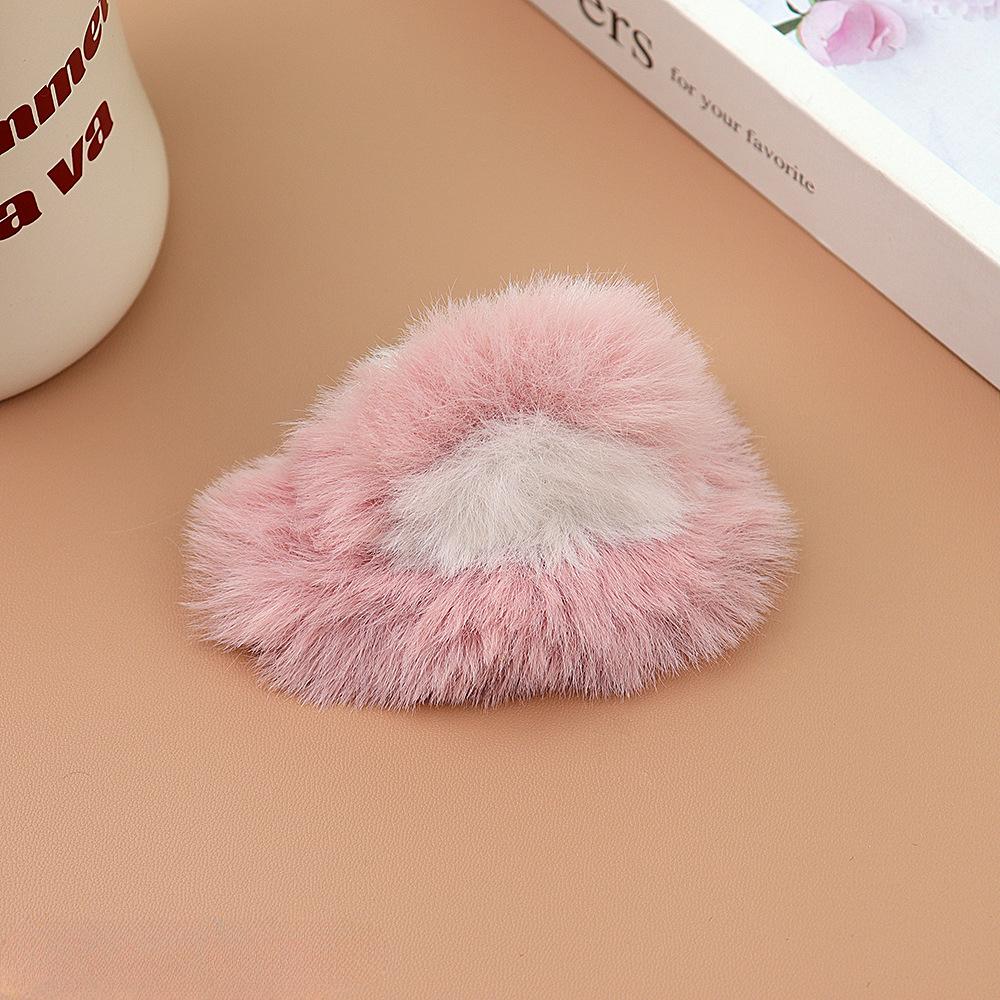 Super Cute Soft Plush Hair Clip Pink White Furry Plush Rabbit Ears Edge Bangs Clip BB Clip Barrette for Girls Hair Styling Tools