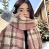 Mohair Winter Cashmere Scarves Tassel Long Shawl Retro Plaid Wool Scarf  Girl