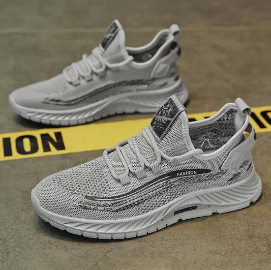 

New summer men s shoes breathable anti-odor mesh surface anti-slip soft-soled lightweight, sporty and casual style sneakers H271 44 серый