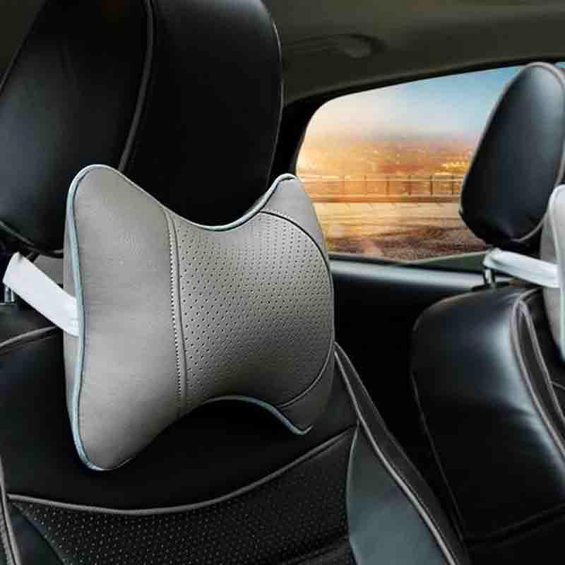 2pcs/set Car PU Headrest Seat Neck Pillow Four Seasons Common Bones Pillow Car Headrest Neck Pillow
