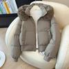 Short fur collar hooded cotton-padded women, thickened and loose small bread clothes and cotton-padded jackets in winter