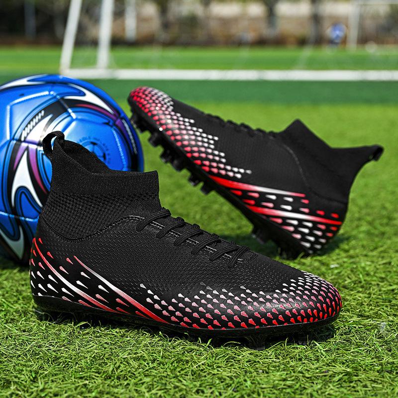 High-top football shoes fly-woven socks shoes tf broken nails artificial flat AG nails leather feet training shoes for men and women
