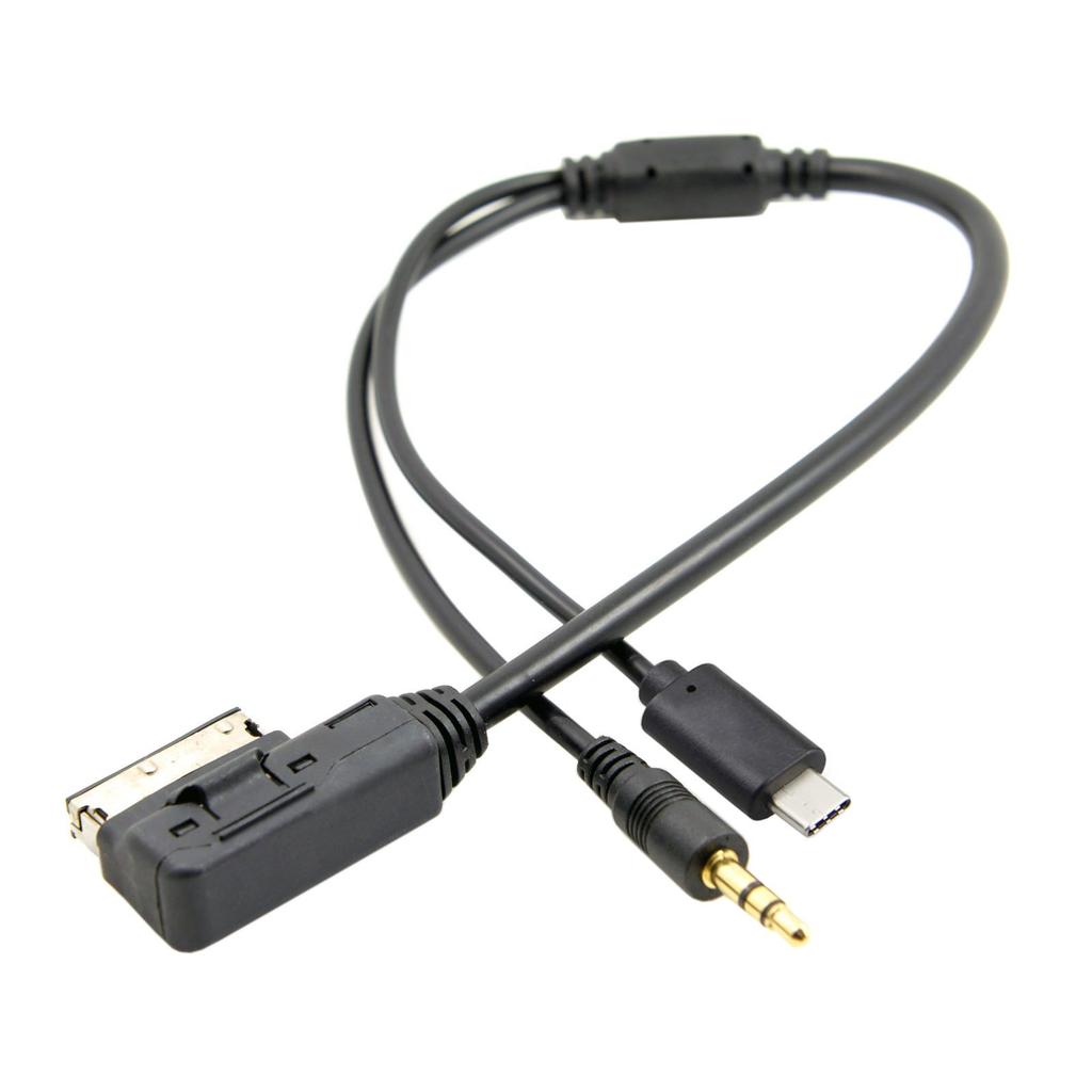 Cablecc Media In AMI MDI zu Stereo 3,5 mm Audio & USB-C AUX Adapterkabel