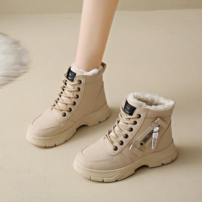 Fashion Boots Womans 2024 Women's Winter New Versatile Ankle Short Boots Sport British Thick Bottom with Velvet Casual Cotton Shoes