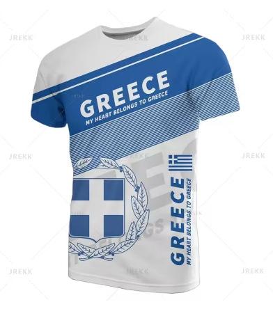 Greece Flag Map 3D Printed T-Shirt Greece T-Shirt Fashion Men XXS
