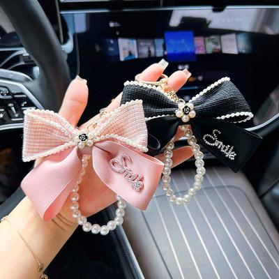 Kamelien Schleife & Perlen Schlüsselanhänger Anhänger für Taschen